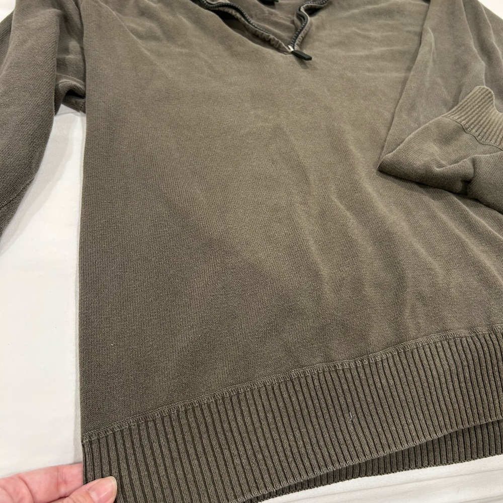 Oscar de la Renta Men’s Quarter Zip Sweater XL 100% Cotton Heavy Knit Brown